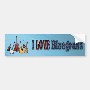 AUTOCOLLANT DE VOITURE J'AIME L'AUTOCOLLANT DE BLUEGRASS-BUMPER