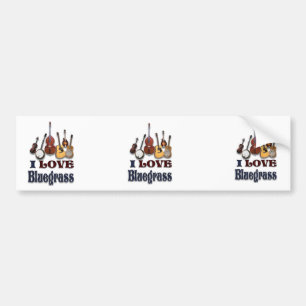 AUTOCOLLANT DE VOITURE J'AIME L'AUTOCOLLANT DE BLUEGRASS-BUMPER