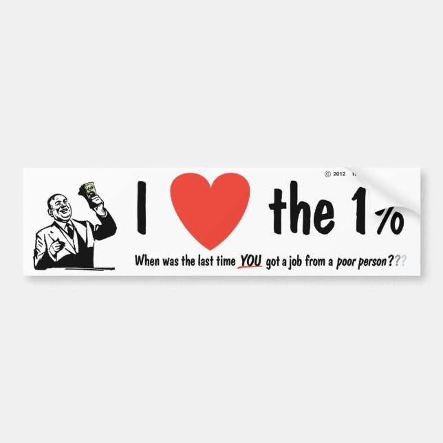 Autocollant De Voiture J'AIME le 1% (Devant)