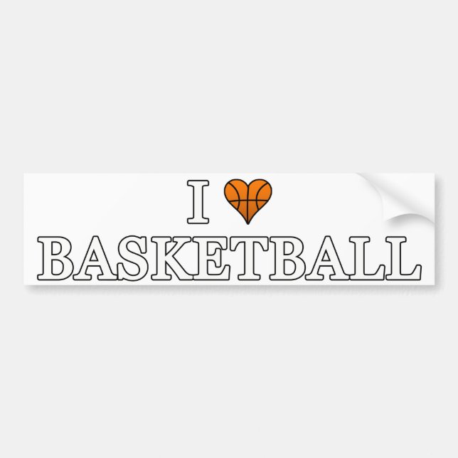 Autocollant De Voiture J'aime le basket-ball (Devant)