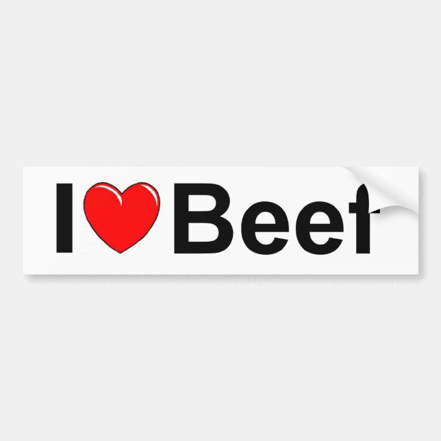 Autocollant De Voiture J'aime le boeuf (de coeur) (Devant)