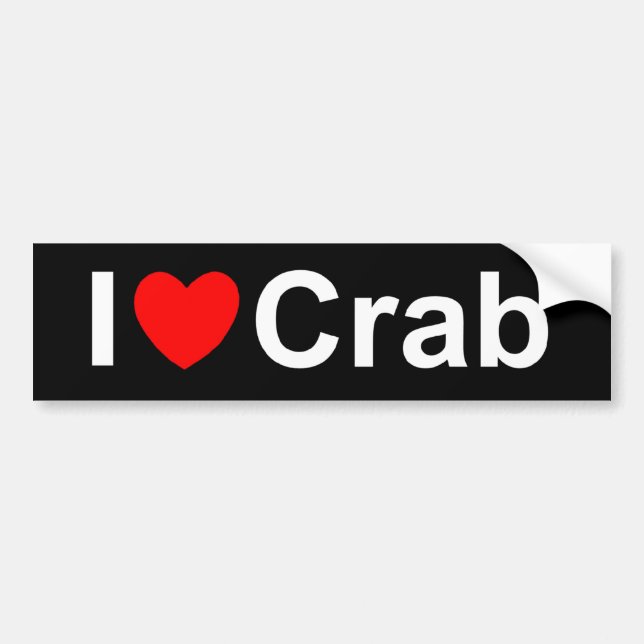 Autocollant De Voiture J'aime le crabe (de coeur) (Devant)