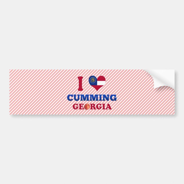 Autocollant De Voiture J'aime le Cumming, la Géorgie (Devant)