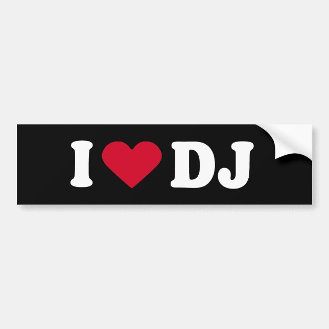 AUTOCOLLANT DE VOITURE J'AIME LE DJ (Devant)