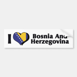 Autocollant De Voiture J'aime le drapeau de Bosnie-Herzégovine