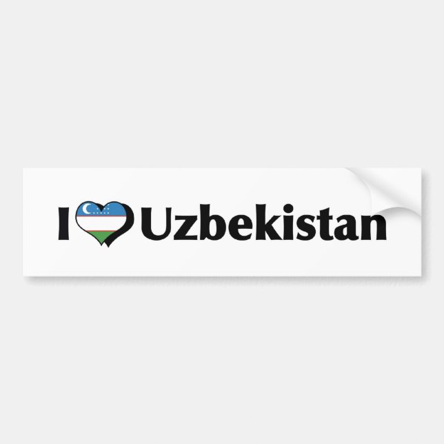 Autocollant De Voiture J'aime le drapeau de l'Ouzbékistan (Devant)