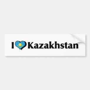 Autocollant De Voiture J'aime le drapeau du Kazakhstan