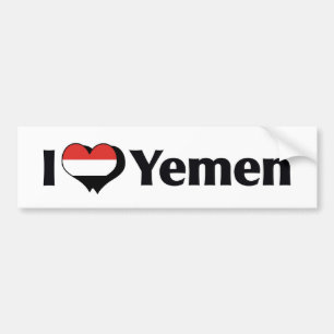 Autocollant De Voiture J'aime le drapeau du Yémen