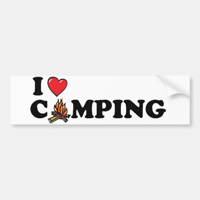 Autocollant De Voiture J'aime le feu de camp campant (Devant)