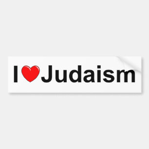 Autocollant De Voiture J'aime le judaïsme (de coeur)