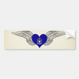 Autocollant De Voiture J'aime le Michigan - ailes