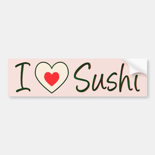 Autocollant De Voiture J'Aime Le Sushi (Devant)