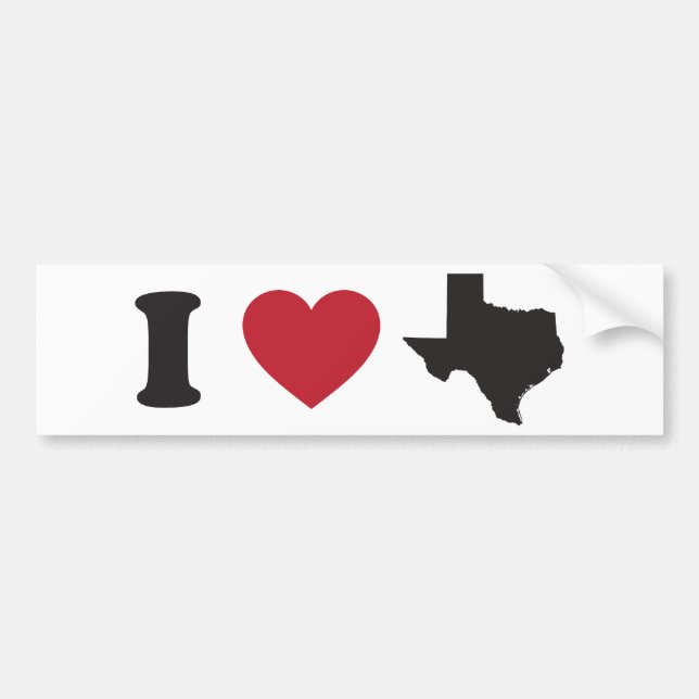 Autocollant De Voiture J'aime le Texas (Devant)