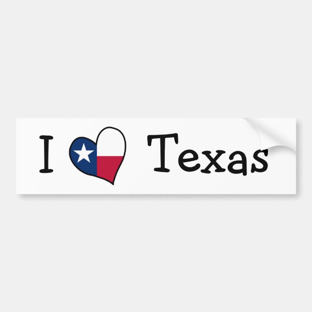 Autocollant De Voiture J'aime le Texas (Devant)