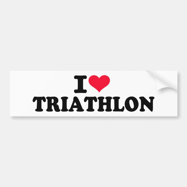 Autocollant De Voiture J'aime le triathlon (Devant)
