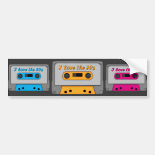 Autocollant De Voiture J'aime les années 80 (la cassette)