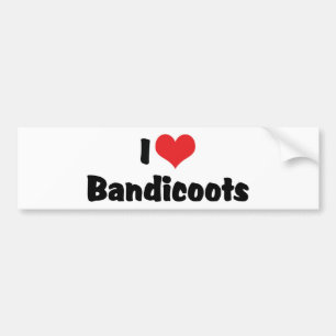 Autocollant De Voiture J'aime les bandicoots du coeur