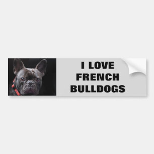 AUTOCOLLANT DE VOITURE J'AIME LES BOULEDOGUES FRANÇAIS