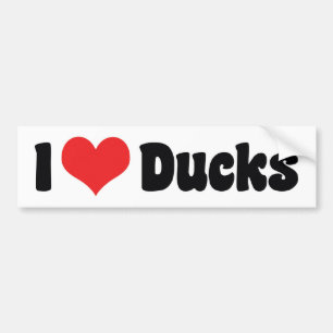 Autocollant De Voiture J'aime les canards cardiaques