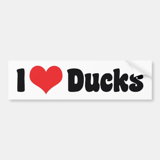 Autocollant De Voiture J'aime les canards cardiaques (Devant)