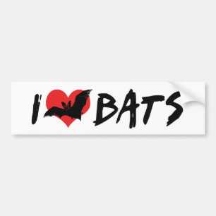 Autocollant De Voiture J'aime les chauves-souris cardiaques