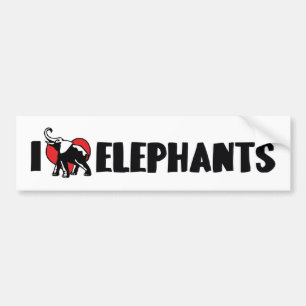 Autocollant De Voiture J'aime les éléphants à cœur - Amoureux d'éléphants