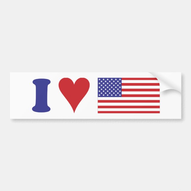 Autocollant De Voiture J'aime les Etats-Unis (Devant)