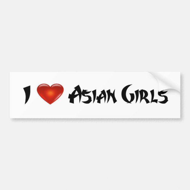 Autocollant De Voiture j'aime les filles asiatiques (Devant)