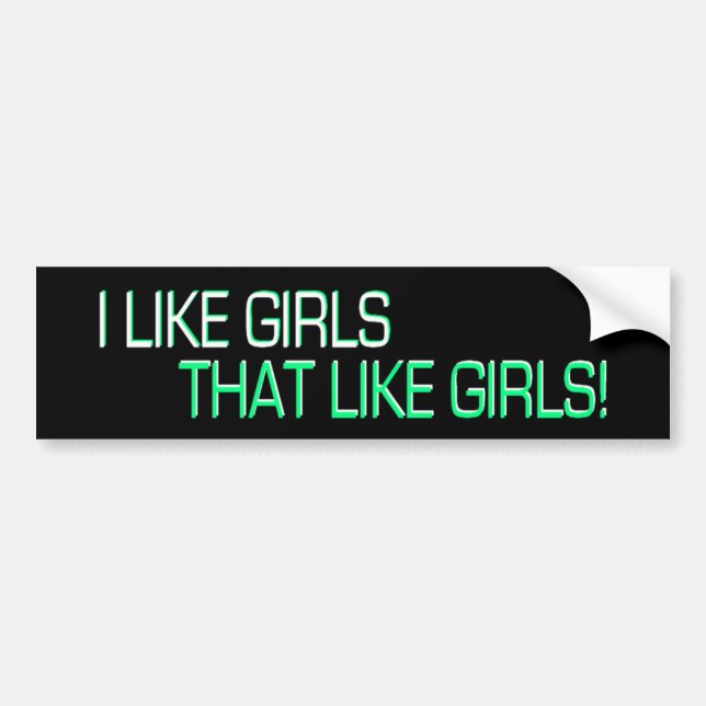 Autocollant De Voiture J'aime les filles, celle comme des filles (Devant)