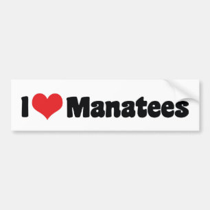 Autocollant De Voiture J'aime les lamantins au cœur