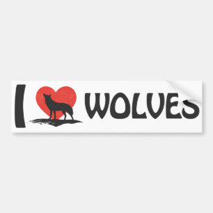 Autocollant De Voiture J'aime les loups