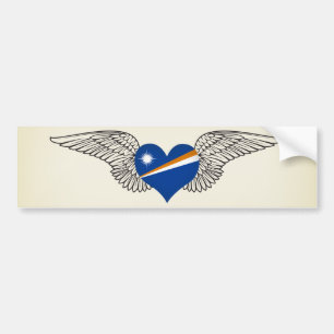 Autocollant De Voiture J'aime les Marshall Islands - ailes
