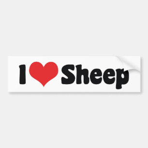 Autocollant De Voiture J'Aime Les Moutons Du Coeur