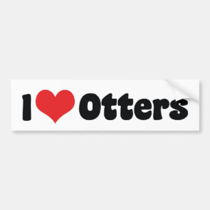 Autocollant De Voiture J'Aime Les Otters Coeur