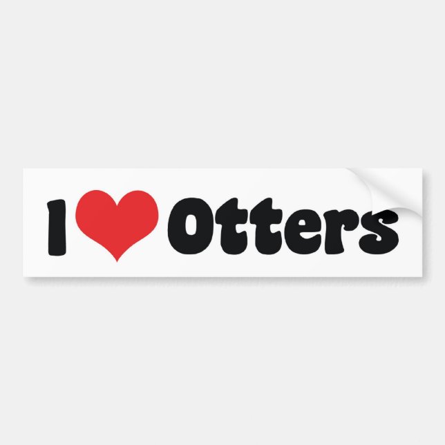 Autocollant De Voiture J'Aime Les Otters Coeur (Devant)