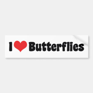 Autocollant De Voiture J'aime les papillons au cœur - L'amant papillon