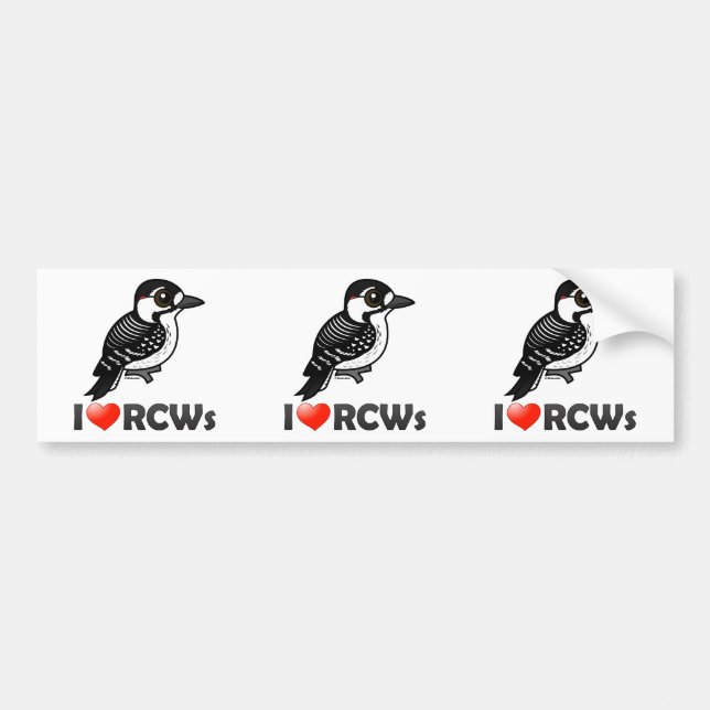 Autocollant De Voiture J'aime les piverts Rouges-cockaded (Devant)