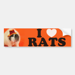Autocollant De Voiture J'aime les rats (en casquette)