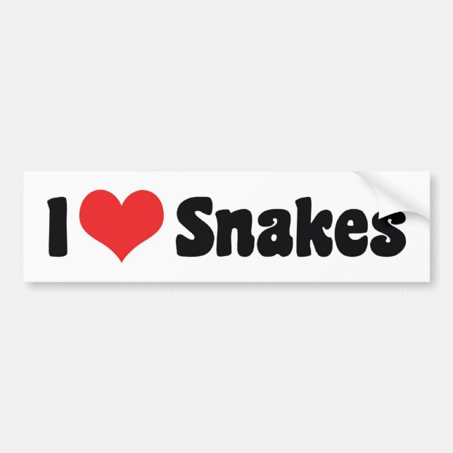 Autocollant De Voiture J'aime les serpents à cœur (Devant)