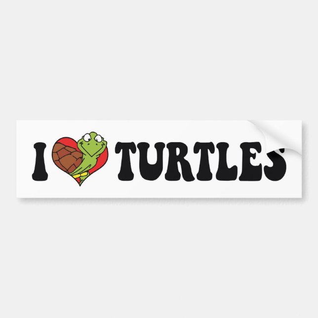 Autocollant De Voiture J'Aime Les Tortues cardiaques (Devant)