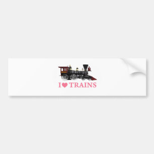 Autocollant De Voiture J'aime les trains