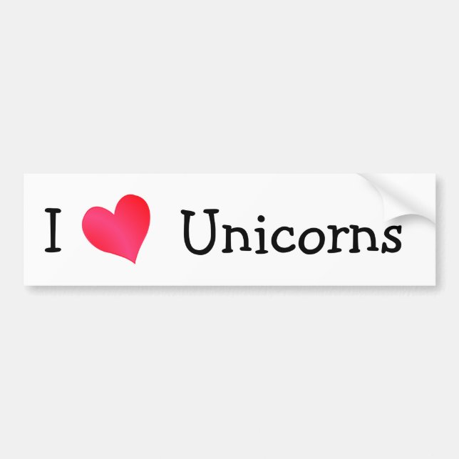 Autocollant De Voiture J'Aime Les Unicornes (Devant)