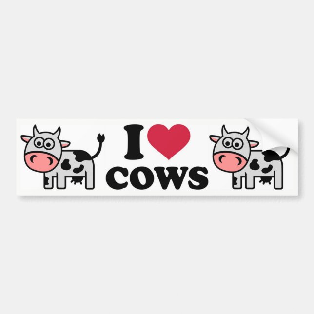 Autocollant De Voiture J'aime les vaches (Devant)