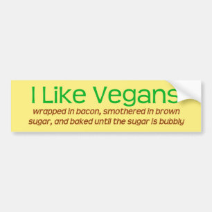 Autocollant De Voiture J'aime les Vegans (emballé dans du lard. ...