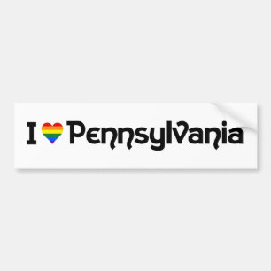 Autocollant De Voiture J'aime LGBT Pennsylvania State Bumper Sticker