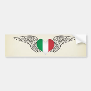 Autocollant De Voiture J'aime l'Italie - ailes