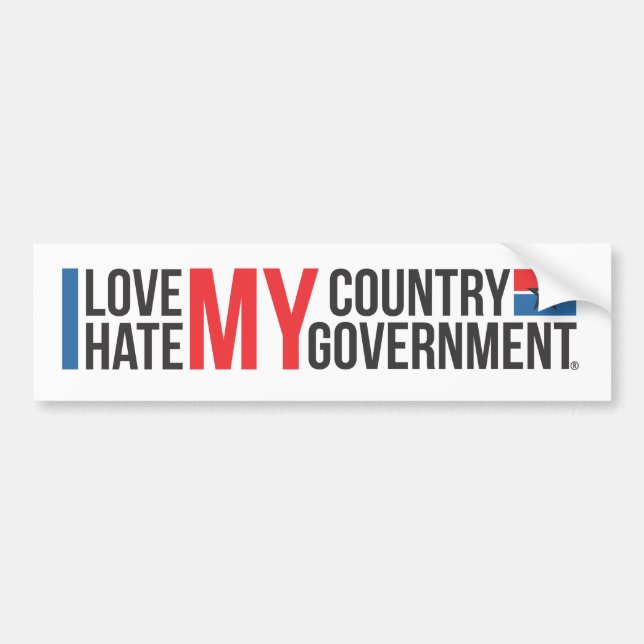 Autocollant De Voiture J'aime MA haine de PAYS MON GOUVERNEMENT (Devant)
