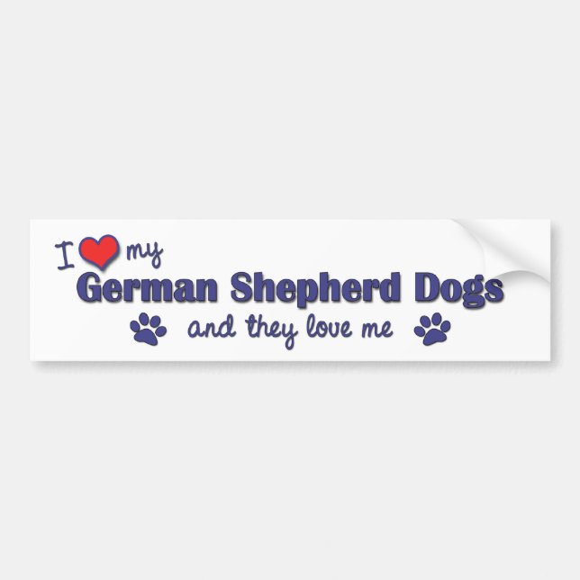 Autocollant De Voiture J'aime mes bergers allemands (les chiens (Devant)