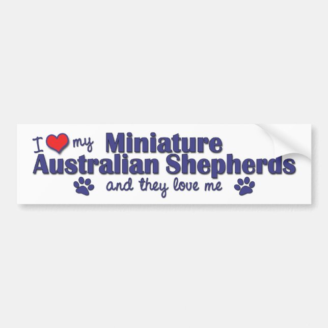 Autocollant De Voiture J'aime mes mini bergers australiens (les chiens (Devant)