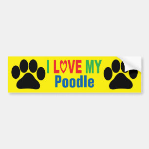 Autocollant De Voiture J'aime mon adhésif pour pare-chocs de caniche